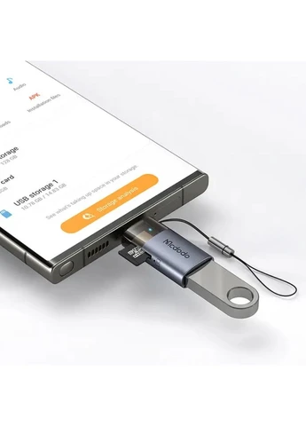 Адаптер 2-in-1 USB-A to USB-C with TF Card Reader Adapter Чорний McDodo (388771620)