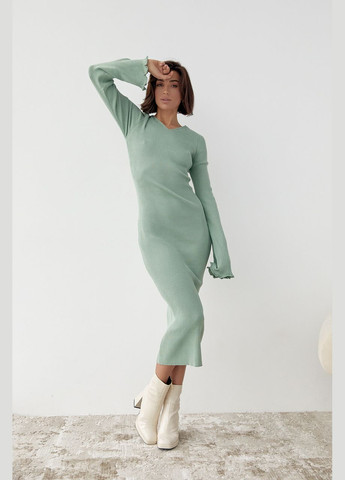 М'ятна вечірня приталена сукня міді зі шнурівкою на спині - м'ятний Lurex