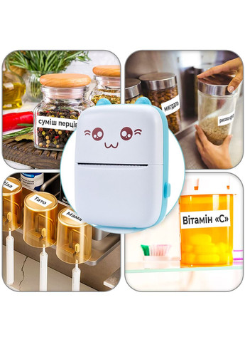 Портативний термопринтер Mini printer Blue Дитячий принтер із великим набором термопаперу в комплекті JETIX (336213695)