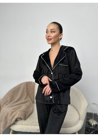 Черная всесезон пижама (лонгслив, брюки) Garna