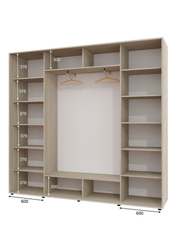 Шкаф-купе трехдверный 240*45*220 Дуб Шамони светлый Зеркало с пескоструйным рисунком ШК-05 Алекса (360478724)