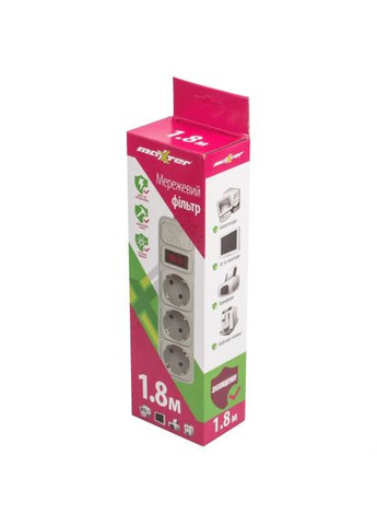 Сетевой фильтр SPM3G-6G 1.8 м, 3 розетки Maxxter (307148135)