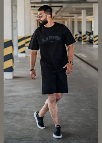 Черный летний мужской летний костюм с принтом dream черный черная печать Teamv