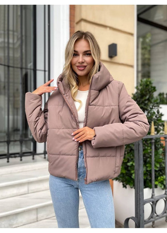 Кофейная демисезонная куртка плащевка синтепон 200 топ качество No Brand