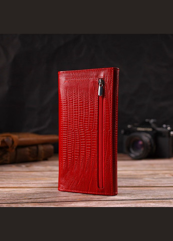 Яскравий гаманець для жінок із натуральної фактурної шкіри 21823 Червоний Canpellini (298568730)