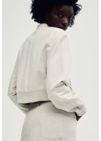 Світло-бежева літня жіночий укорочений бомбер н&м (57184) s світло-бежевий H&M