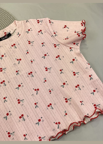 Рожева всесезон легенька піжамка з коротким рукавом для дівчинки Mevis