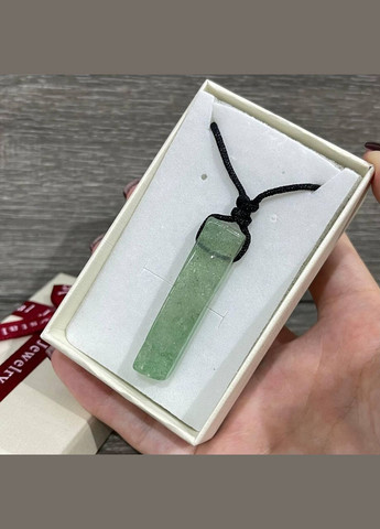 Кулон кристал з натуральним каменем Нефрит на шнурку екошовк у подарунковій коробочці АТМ (331291797)