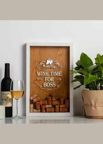 Копилка для винных пробок "Wine time for boss" (BDvin-16) white-brown BeriDari (269992823)