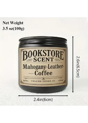 Ароматическая свеча «Bookstore Scent» Mahogany Leather Coffee соевая 100 г No Brand (404813770)