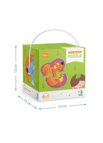 Дитячий пазл Лісові тварини DoDo 300195, 2-3-4 елементів DoDo Toys (334150470)