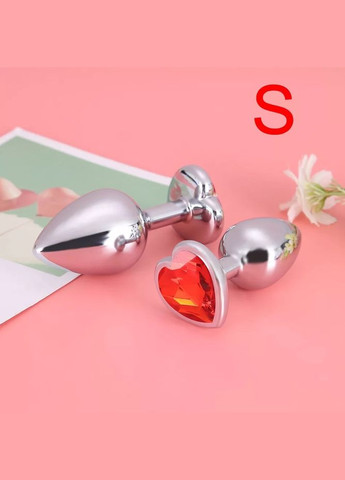 Малая анальная страза сердце S с прозрачным камнем в чехле 2.8*7.5 см Металлическая No Brand (340914290)