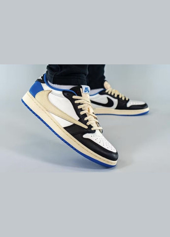 Сірі всесезонні кросовки air jordan 1 low fragment x travis scott - dm7866-140 Nike