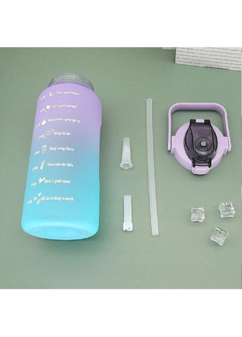 Пляшка з матовим покриттям для води з носиком і ручкою градієнт зелена 2200 мл No Brand (315632853)