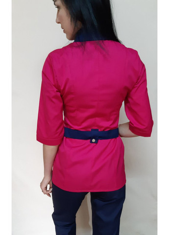 Медичний жіночий костюм Тіфані котон три чверті рукав на кнопках 64, Малинові сині штани No Brand (361359964)