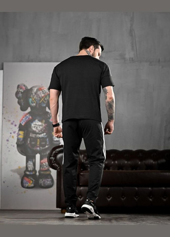 Стильный мужской летний костюм Adidas штаны+футболка черный Freedom (328256315)