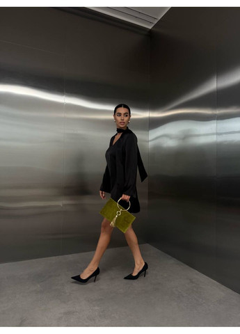 Чорна святковий, коктейльна, вечірня, кежуал жіноча шовкова сукня FINO Mode