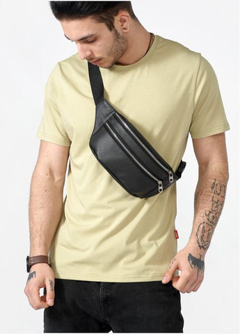 Сумка мужская через плечо бананка кожаная Tirso BTS Черный Sambag (302008375)