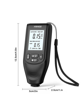 Товщиномір фарби цифровий HW400 0-2000 мкм Fe и Nfe Чорний (R051122) Icar (349843798)