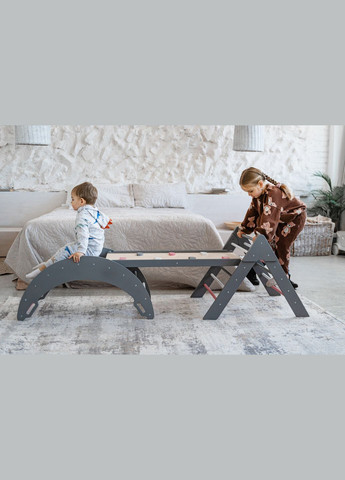 Дитячий набір Монтессорі Трикутник Піклер + Арка Піклер + Гірка + Матрасик. Colourful 2 LunaToys (306552697)