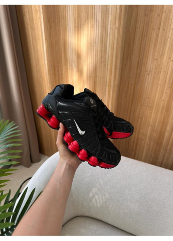 Чорні Осінні кросівки чоловічі nike black red No Brand Shox TL
