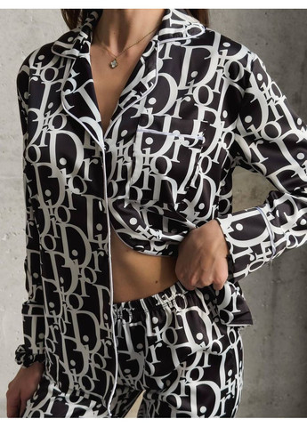 Черная всесезон женская пижама | черная рубашка + брюки Vital-Textile 1000