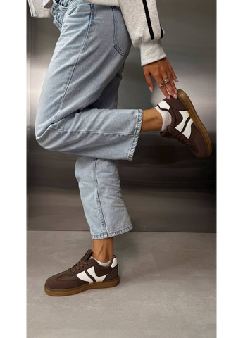 Коричневые кроссовки кеды женские коричневые (2123) No Brand