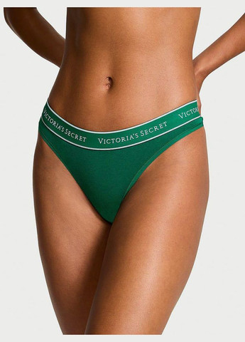 Жіночі трусики Thong Logo зелені Victoria's Secret (315864716)