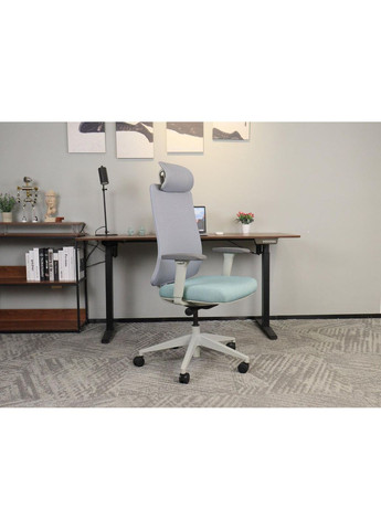 Крісло поворотне TERRY сіре/зелена тканина/сірий каркас Intarsio (367253579)