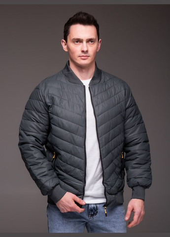 Серая демисезонная весенняя куртка-бомбер с утеплением Vakko