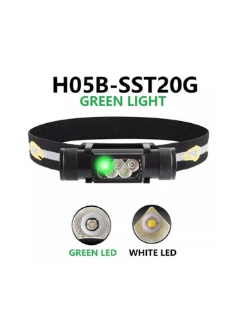 Налобний ліхтар H05B із зарядкою від USB (Зелене світло) Sofirn (331640175)