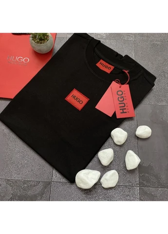 Черная мужская черная футболка для мужчины lux seli Hugo Boss Футболка