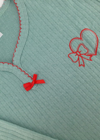 Зеленая пижама женская теплая хлопок лонгслив + брюки Ruyam