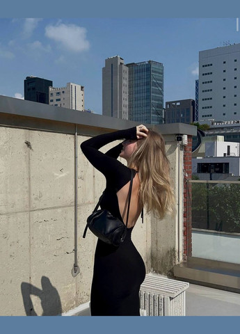 Черное повседневный женское платье с открытой спиной с открытой спиной Avanti однотонное