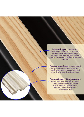 Рейка декоративна PS 2900х120х20мм Сосна з графітом SW-00002146 Sticker Wall (353967888)