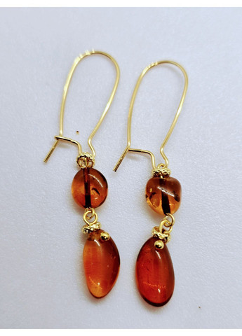 Сережки 3384 з натурального бурштину відтінок коньячний MINOV (364487591)