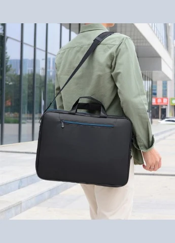 Сумка для ноутбука чорна 15.6" з синьою блискавкою чорний портфель для ноутбуку 15-16 дюймів No Brand (385644159)