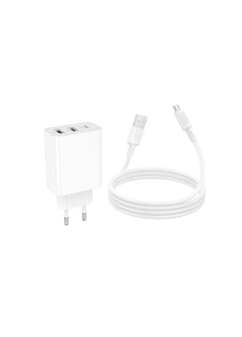 Сетевое зарядное устройство с кабелем Stellar three-port charger set (Micro) (EU) Borofone BA105A (391429433)
