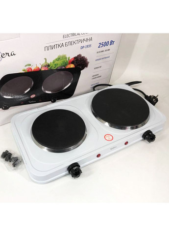 Настольная переносная электроплита две конфорки DP-1935B, 2500W белая, Плита RY-558 настольная эмалированная Suntera (352770511)