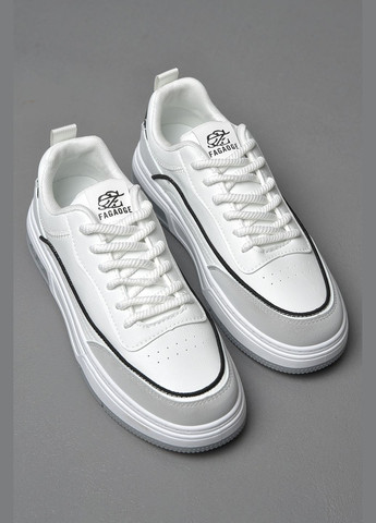 Белые демисезонные кроссовки мужские бело-серого цвета на шнуровке Let's Shop