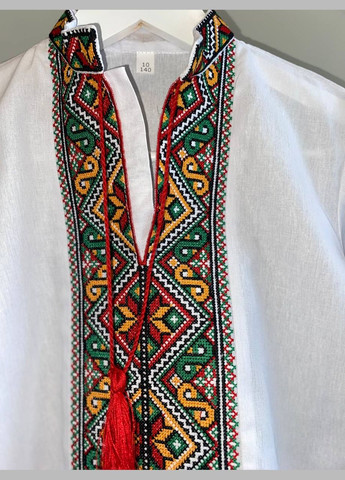 Яскраво-червона багатоколірна вишиванка на хлопчика Lelyk візерунок геометричний бязь (303354981)