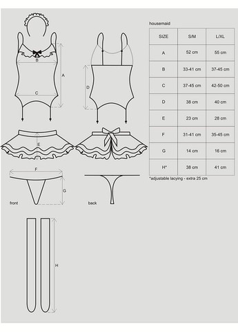 Housemaid 5 pcs costume S/M Obsessive (303881501)