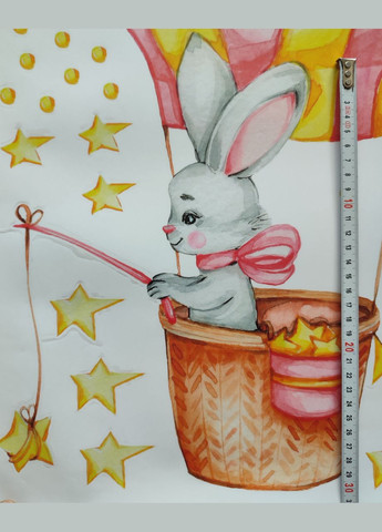 Декоративні наклейки Зайчик у повітряній кулі (лист 40 х 60 см) Б156-12 Sproutfox (302241639)