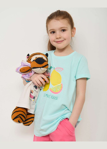М'ятна комплект для дівчинки з шортами лимони Ozkan