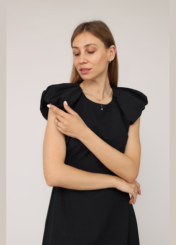 Черное платье собрано по талии, женское цвет черный cb-00276512 Reyon