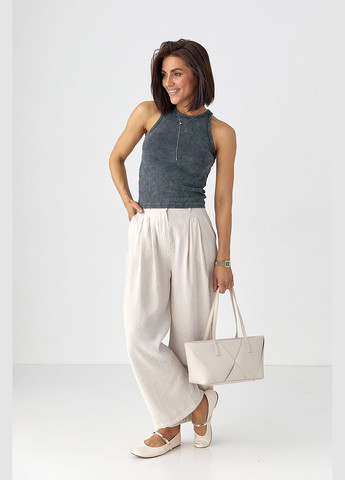 Майка в рубчик з розрізами на окантовці Lurex — 328633523