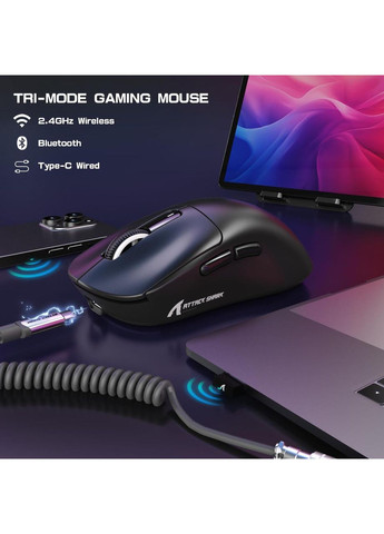 Игровая беспроводная мышь X3 MAX Black, PAW3950 MAX, 42000 DPI, 2.4G/Bluetooth/Кабель, Lightweight 49g ATTACK SHARK (370202764)