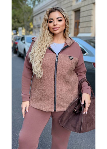 Костюм двійка SN еко баранчик на флісі+тринитка на флісі,штани та кофта з капюшоном Україна (362697590)