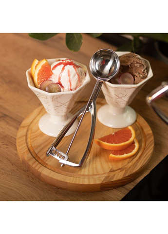 Кругла ложка для морозива з нержавіючої сталі 21х6,5 см для десертів та заморожених страв ProDobro (364191891)