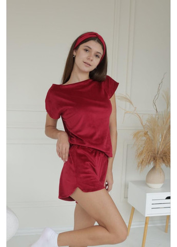 Фуксиновая всесезон домашний детский комплект пижама 4 в 1 из велюра (халат, шорты, футболки, штаны) фуксия No Brand